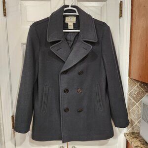 L.L.Bean Thinsulate Pea Coat L Bellandi Italian Wool Blend Gray